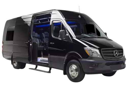 Black 14 passenger mercedes Sprinter Van